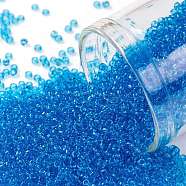 TOHO Round Seed Beads, Japanese Seed Beads, (3BF) Transparent Frost Medium Aquamarine, 15/0, 1.5mm, Hole: 0.7mm, about 3000pcs/10g(X-SEED-TR15-0003BF)