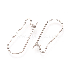 Tarnish Resistant 304 Stainless Steel Hoop Earrings Findings, Stainless Steel Color, 39x14mm, 20 Gauge, Pin: 0.8mm(STAS-Q223-11A)