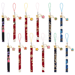6Pcs Japanese Enamel Flower Brass Sakura Mobile Straps, with Polyester Cord for Mobile Phone Decoration, Mixed Color, 19cm, 6pcs/set(HJEW-PH01663)