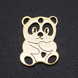 201 Stainless Steel Pendants, Panda, Golden, 16x12x1mm, Hole: 1.5mm(STAS-N090-JN863-2)
