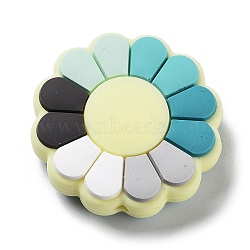 Flower Silicone Beads, Colorful, 28.5x8.5mm, Hole: 2.5mm(SIL-R014-01B)