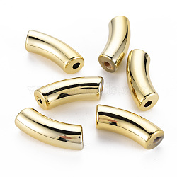UV Plating Acrylic Beads, Curved Tube, Gold, 33x8x10.5mm, Hole: 1.6mm(X-PACR-Q120-001B)
