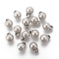 CCB Plastic Charms, Round, Antique Silver, 11x8mm, Hole: 2mm(CCB-J035-080AS)