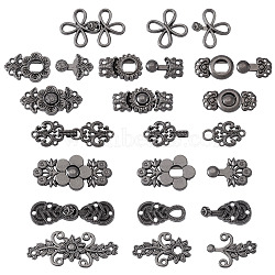 16 Pairs 8 Style Alloy Adjustable Jean Button Pins, Waist Tightener, Sewing Fasteners for Garment Accessories, Gunmetal, 27~47x12.5~20.5x2.5~5mm, 2 pairs/style(DIY-TA0013-01B)