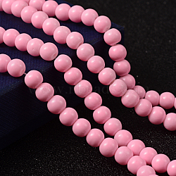 Painted Glass Bead Strands, Baking Paint, Round, Pearl Pink, 6mm, Hole: 1.3~1.6mm, about 133pcs/strand, 31.4 inch(X-DGLA-S071-6mm-37)