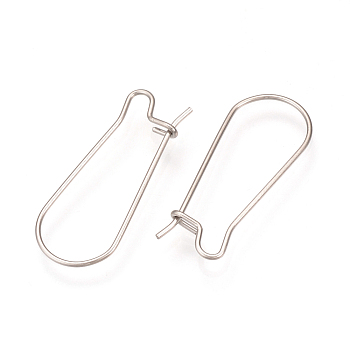 304 Stainless Steel Hoop Earrings Findings, Stainless Steel Color, 39x14mm, 20 Gauge, Pin: 0.8mm
