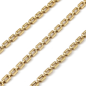 304 Stainless Steel Hollow Rectangle Link Chains, Ion Plating(IP), Soldered, with Spool, Real 18K Gold Plated, 6x3x1.5mm