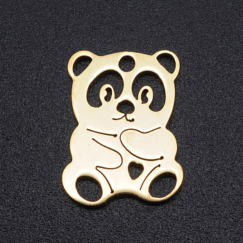 201 Stainless Steel Pendants, Panda, Golden, 16x12x1mm, Hole: 1.5mm