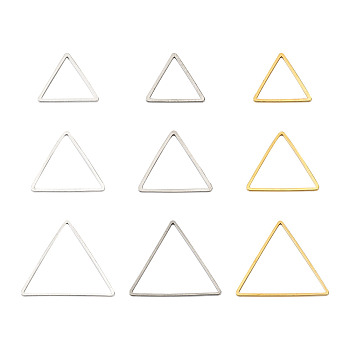 Brass Linking Rings, Plated, Triangle, Mixed Color, 13~23.5x15~27x0.8~1mm, Inner Diameter: 11~22x12~24mm, 90pcs/box