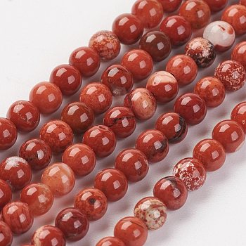 Natural Brecciated Jasper Bead Strand, Round, 3mm, Hole: 0.8mm, about 127pcs/strand, 15.7 inch(40cm)