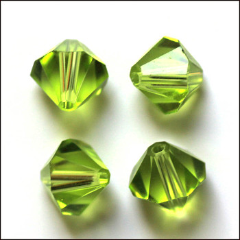 Imitation Austrian Crystal Beads, Grade AAA, Faceted, Bicone, Yellow Green, 8x8mm, Hole: 0.9~1mm