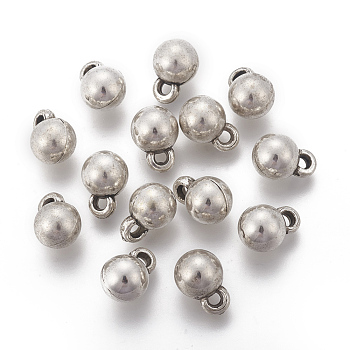CCB Plastic Charms, Round, Antique Silver, 11x8mm, Hole: 2mm
