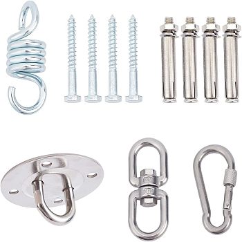 201 Stainless Steel Swing Hook, Yoga Fixed Plate Accessories, with 304 Stainless Steel Lock, Screws for Swing Sporting Goods, Stainless Steel Color, 89.5x43mm, Hole: 8.5mm