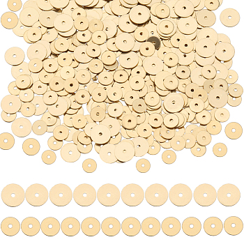400Pcs 2 Styles Brass Spacer Beads, Long-Lasting Plated, Disc, Golden, 6~8x0.5mm, Hole: 0.9~1mm, 200pcs/style