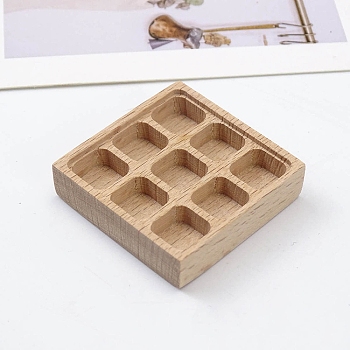 Wood Food Plate Miniature Ornaments, Micro Landscape Home Dollhouse Accessories, Pretending Prop Decorations, Square, 40x40mm