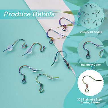 80Pcs Rainbow Color Ion Plating(IP) 304 Stainless Steel French Earring Hooks(DIY-KS0001-29)-4