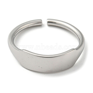 304 Stainless Steel Blank Rectangle Open Cuff Rings for Women(RJEW-D022-02P)-2