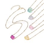 5Pcs 5 Colors Dyed Natural Quartz Polygon Pendant Necklaces, with Golden 304 Stainless Steel Satellite Chains, Mixed Color, 16.14 inch(41cm), 1Pc/color(NJEW-JN04491-S)