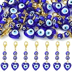 20Pcs Handmade Evil Eye Lampwork Pendant Decorations, with Alloy Lobster Claw Clasps, Golden, Blue, 57mm(HJEW-YW00301)