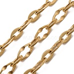 304 Stainless Steel Dapped Chains, Unwelded, Ion Plating(IP), Real 20K Gold Plated, 14x7.5x1mm(CHS-Z007-20G)