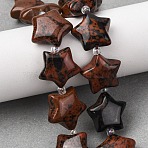 Natural Mahogany Obsidian Beads Strands, Star, with Seed Beads, 15~15.5x16~16.5x6.5~7mm, Hole: 1.4mm, about 25pcs/strand, 15.75''~16.14''(40~41cm)(G-K359-E03)