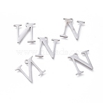 Non-Tarnish 304 Stainless Steel Charms, Greek Alphabet, Stainless Steel Color, Letter.N, 13x13x1mm, Hole: 1.2mm(STAS-L263-12P)