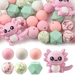 35Pcs Silicone Beads, Focal Beads, Mixed Color, 14~28x14~35x14~18mm, Hole: 2~2.5mm(SIL-YW0003-74)