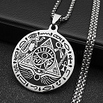 Egypt Theme 201 Stainless Steel Eye of Horus Pendant Necklaces, Box Chain Necklaces for Women, Stainless Steel Color, 19.69 inch(50cm)(NJEW-S007-08P)