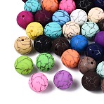 Printed Silicone Beads, Cracked Pattern Round, Mixed Color, 14.5~15mm, Hole: 2.5mm(SIL-N006-26)