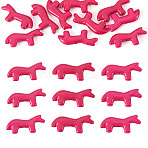 10Pcs Synthetic Turquoise Beads, Horse, Dyed, Hot Pink, 12.5~13x28.5~29x4~4.5mm, Hole: 1.2mm(G-TADJ0001-01C)