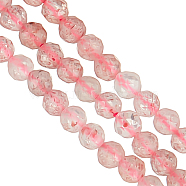 Olycraft 1 Strand Natural Strawberry Quartz Beads Strands, Round, Faceted, 4mm, Hole: 0.7mm, about 100pcs/strand, 15.75 inch(40cm)(G-OC0004-43)