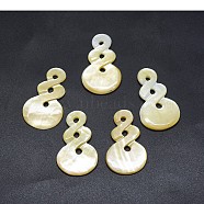 Shell Pendants, Calabash, 42~44x24~25x2~3mm, Hole: 3~4mm(SSHEL-P015-26)