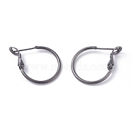 Brass Hoop Earrings, Ring, Gunmetal, 20x1.5mm, Pin: 0.6mm(KK-I665-26A-B)