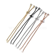 4Pcs 4 Colors Brass Box Chain Bracelet Making, with Cubic Zirconia, Slider Bracelets Making, Mixed Color, 4-3/8 inch~4-3/4 inch(110~120mm), 1pc/color(KK-YW0001-45)