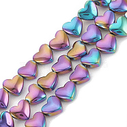 Electroplate Non-magnetic Synthetic Hematite Beads Strands, Heart, Multi-color Plated, 6x5.5x3mm, Hole: 1mm, about 70pcs/strand, 15.7 inch(G-T061-101D)