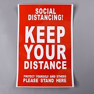 Social Distance Floor Stickers Decals, Anti-Slip Waterproof Vinyl Sticker, for Social Distancing Crowd Control, Red, 28x18x0.02cm(AJEW-WH0114-67)