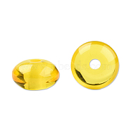 Resin Beads, Imitation Beeswax, Flat Round, Yellow, 8x4.5mm, Hole: 1.6~1.8mm(RESI-N034-02-D02)