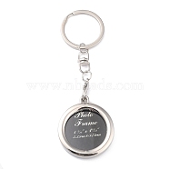 Zinc Alloy Keychain Cabochon Settings, Swivel Split Key Rings, Flat Round, Platinum, 115mm, Tray: 29mm(KEYC-B040-01P)