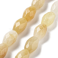 Natural Topaz Jade Beads Strands, Faceted Rice, 12.5x8mm, Hole: 1.2mm, about 16pcs/strand, 7.68 inch(19.5cm)(G-P520-C13-01)
