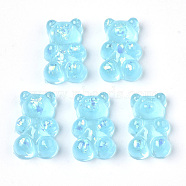 Transparent Epoxy Resin Cabochons, with Sequins, Hologram Cabochons, Bear, Saddle Brown, 17x11x6~7mm(X-CRES-N025-04A)