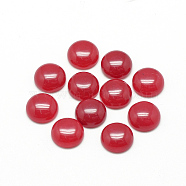 Natural White Jade Cabochons, Dyed, Half Round/Dome, Red, 12x5mm(G-R416-12mm-10)