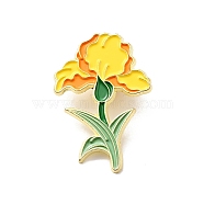 Flower Enamel Pin, Light Gold Alloy Brooch for Backpack Clothes, Yellow, 30.5x21x1.8mm(JEWB-G018-04C-LG)