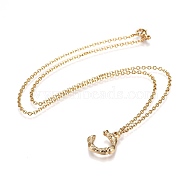 304 Stainless Steel Initial Pendant Necklaces, Letter C, Golden, 17.32 inch(44cm), Pendant: 18x14x3.5mm(NJEW-I108-12G)