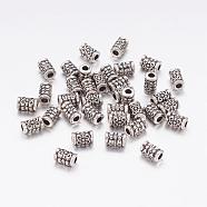Tibetan Style Alloy Beads, Lead Free & Nickel Free & Cadmium Free, Tube, Antique Silver, about 5mm wide, 7.5mm thick, Hole: 2mm(X-AB972-NF)