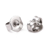 304 Stainless Steel Ear Nuts, Friction Earring Backs for Stud Earrings, Stainless Steel Color, 5x4x2.5mm, Hole: 1mm(STAS-E019-2)