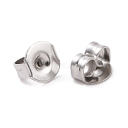 Tarnish Resistant 304 Stainless Steel Ear Nuts, Friction Earring Backs for Stud Earrings, Stainless Steel Color, 5x4x2.5mm, Hole: 1mm(STAS-E019-2)