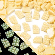 Luminous Resin Imitation Chocolate Decoden Cabochons, Glow in the Dark, Lemon Chiffon, Rectangle, 11.5x8x3mm(RESI-K036-28G-04)