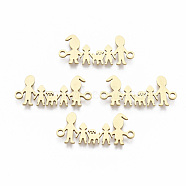 201 Stainless Steel Links connectors, Laser Cut Links, Family, Golden, 11x24.5x1mm, Hole: 1.5mm(STAS-R104-011G)