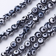Natural Grade A Agate Beads Strands, Dyed & Heated, Round, Faceted, Black, 8mm, Hole: 1.2mm, about 48pcs/strand, 15.1 inch(38.5cm)(G-G752-05-8mm)