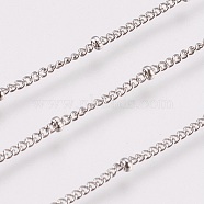 304 Stainless Steel Twisted Chains Curb Chain, with Spool, Satellite Chains, Decorative Chains, with Rondelle Beads, Soldered, Stainless Steel Color, 1.5~2mm, about 32.8 Feet(10m)/roll(CHS-K008-11A)